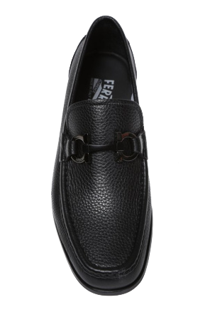 美品Salvatore Ferragamo 黒 レザーフラットシューズ23,5